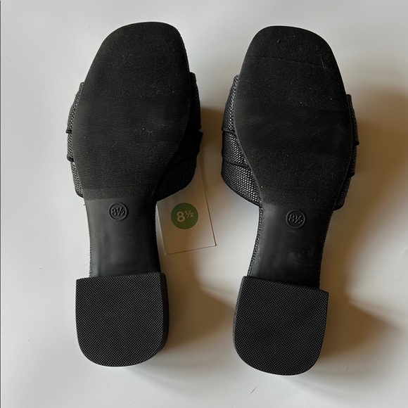 A New Day Lyta Raffia Ruffle Slide Sandals Memory Foam Insole Black - Picture 10 of 11